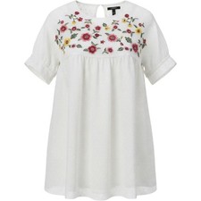 Forever 21 Mini Dress Womens Small White Excellent Swiss Dot Floral Boho