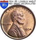 1934 (P) Lincoln Wheat Cent Penny 1c - RED/BROWN UNCIRCULATED (UNC)