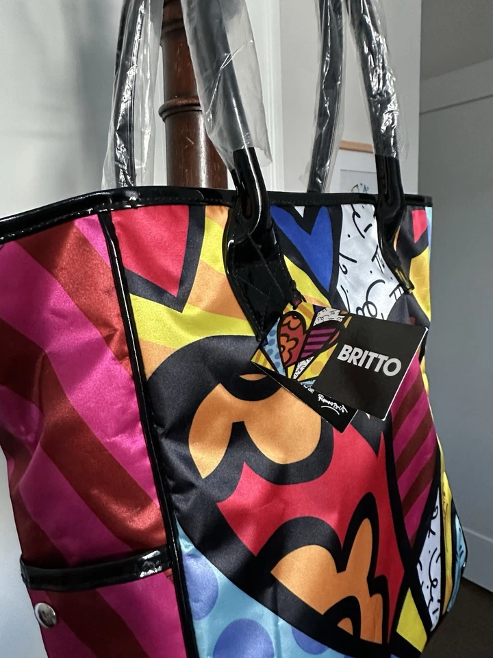 NUEVO CON ETIQUETAS AUTÉNTICO Bolso de Mano Romero Britto "Un Nuevo Día" Corazón BOLSO DE MANO SHOPPER Asas Foto 2 de 4