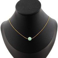 Halskette 1 Perle Amazonit 8 Mm Kette Aus Edelstahl Vergoldet