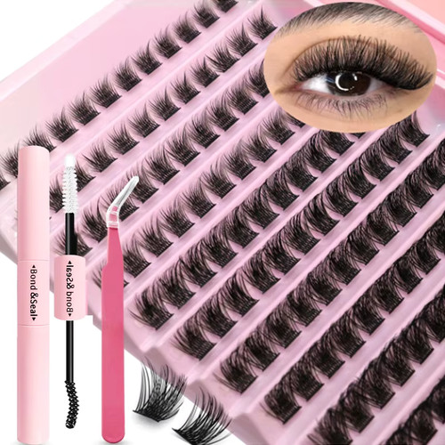 DIY Eyelash Extension Kit Lash Clusters Bond Seal Individual Lashes Set