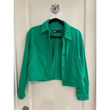 Zara Bright Green Cropped Button Jacket