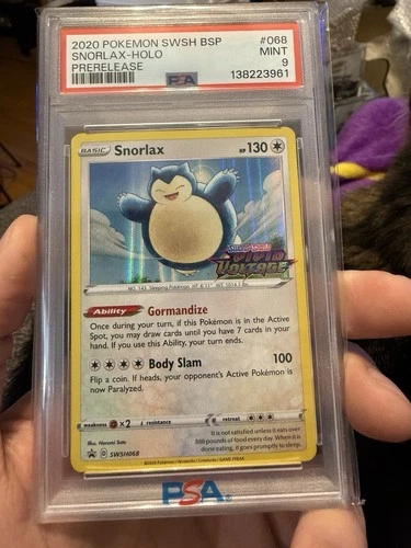 🔥 Pokemon PSA 9 Vivid Voltage Snorlax Prerelease Holo #068 Black Star Promo