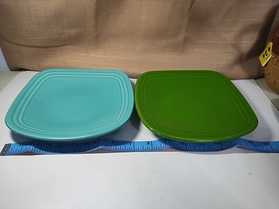 Fiestaware Square Salad Plates Set Of  2  Fiesta Shamrock Green And Teal