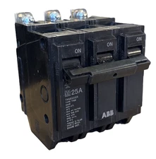 ABB THQB32025 Q-Line Circuit Breaker 25A 3-Pole 240V 10kA Bolt-On