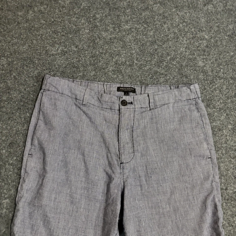 Pantalones Cortos Banana Republic Aiden Para Hombre 33 Azul Lino Ligeros Informales Foto 3 de 4