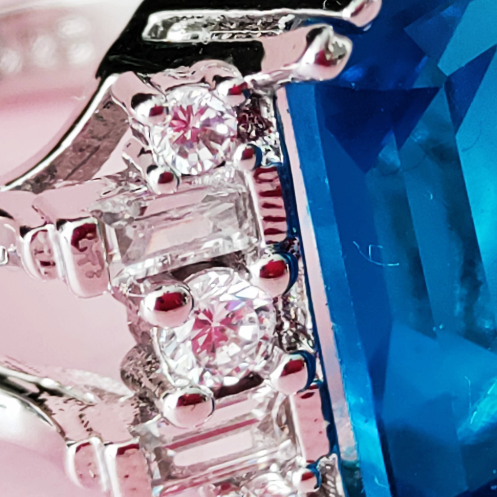 Blue Gemstone Statement Ring Size 9 - image 7