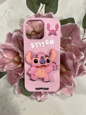 Funda Silicona Stitch 3D para iPhone 16 Pro Max - Rosa Kawaii Cubierta Antigolpes