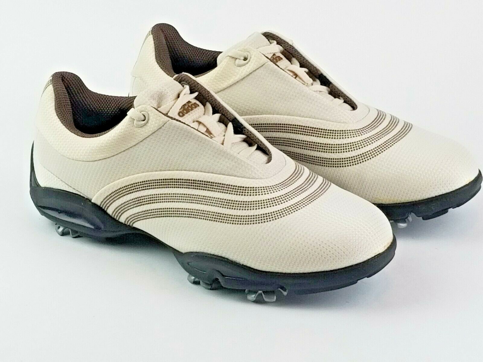 Adidas Womens Fitfoam Z-Traxion Golf Shoes in Cream Brown Size 7-image