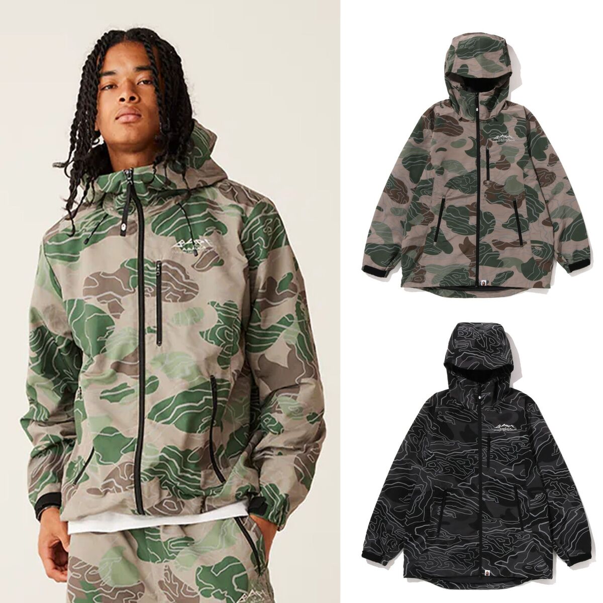 A BATHING APE Men's LAYERD LINE CAMO SHELL JACKET 1J80140006 New