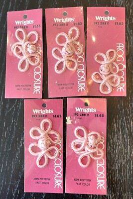 Frog Knot Closure Pink 2.5'' Wrights Polyester 5 Sets Vintage Fastener Fast Color