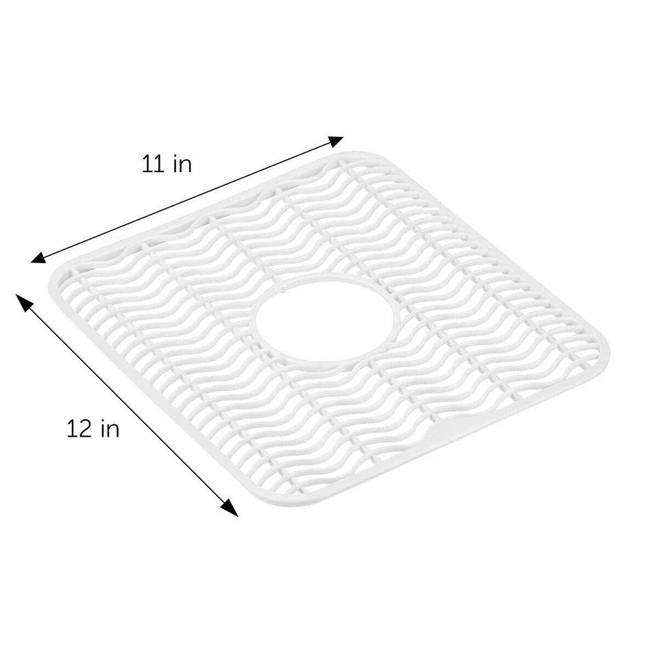 Sink Protector Mat 2 Pack Plastic with Center Drain Cutout Protect Sink 11 x 12" - Image 3 of 4