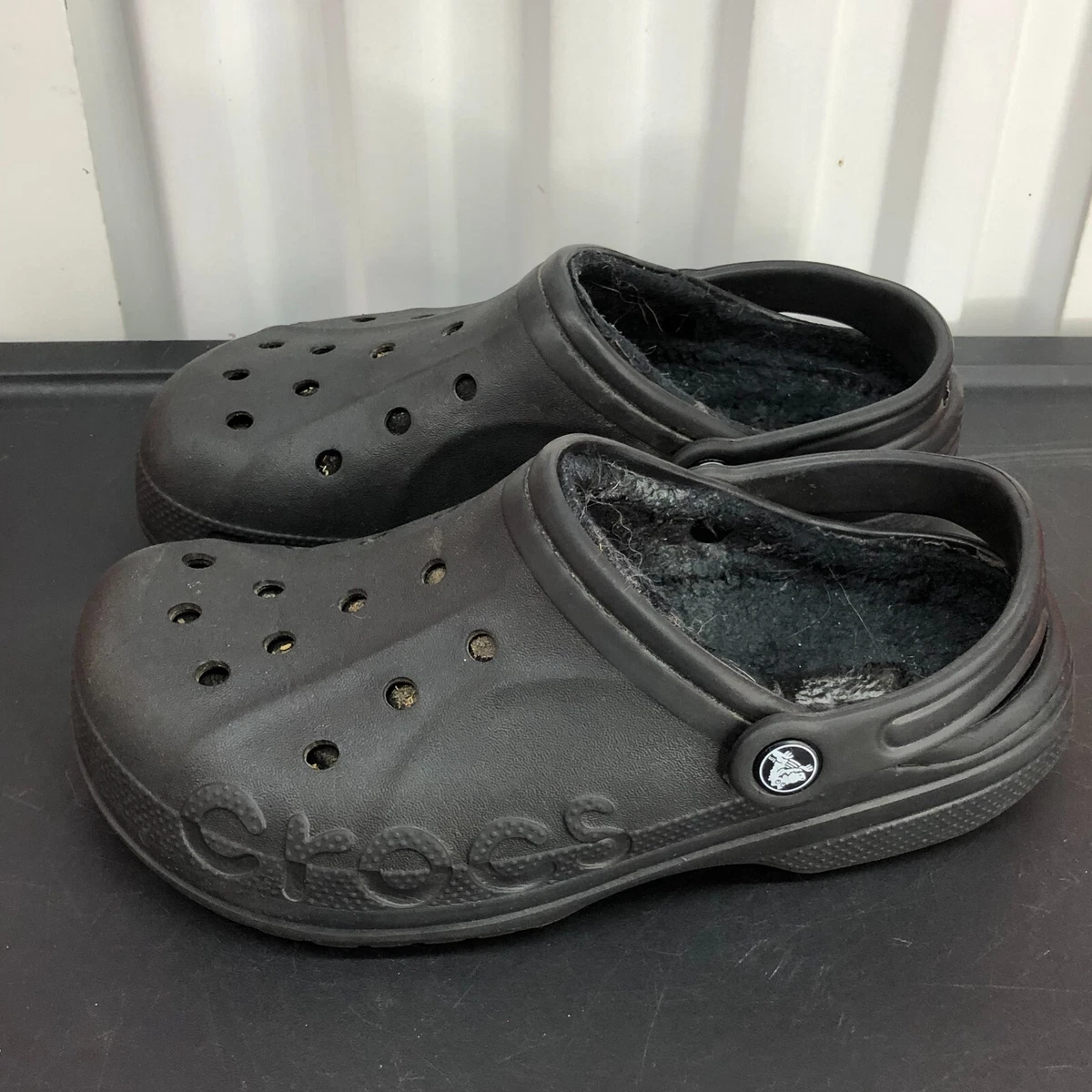 Crocs Baya Lined Clog Slip On Men s Size 6 Women s 8 Black Faux Fur 205969