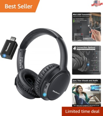 Bluetooth Wireless Headphones for TV - 165FT Range with Compact USB Transmitter