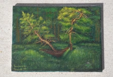  Hand-Painted Oil Painting “Forest Landscape” (inspired by Ilya Melihov),  9x12 