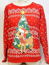 Rudolph the Red nose Reindeer Sweatshirt Light up Christmas Tree Jr sz M 7 8 9