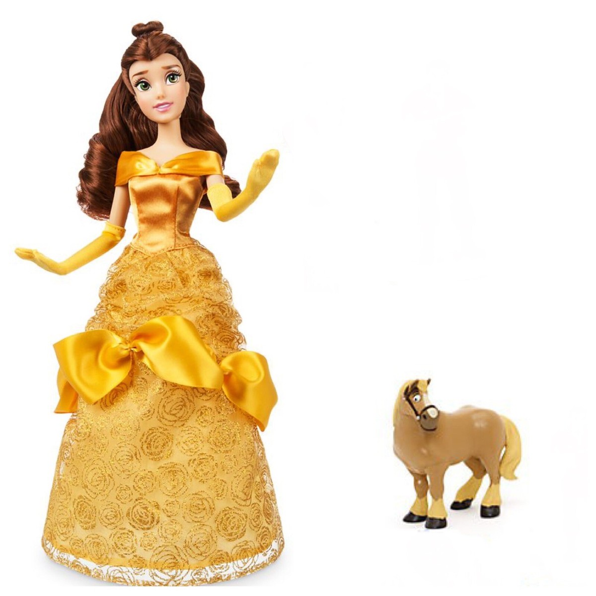 Belle des poupeeファーイヤーマフ Disney Beauty Beast Belle Classic 12” Doll & 4” Phillipe Horse PVC