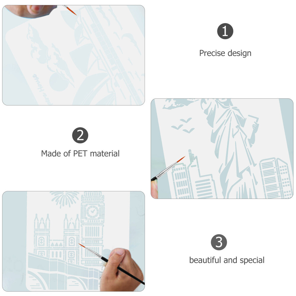 9 Blatt Malschablonen, Vorlagen, Zeichenformen, wiederverwendbare | eBay