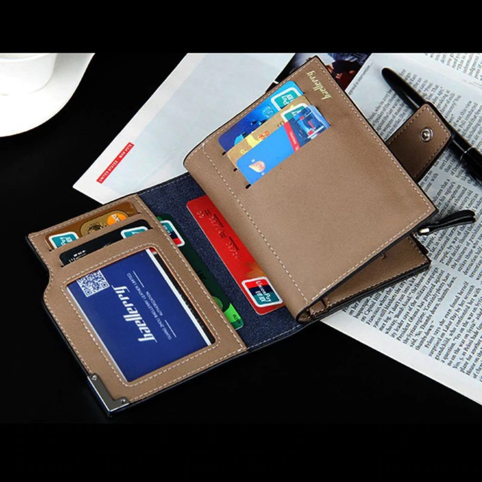 Mens Designer Leather Wallet, Men Wallet with Snap Button - Image 4 of 4