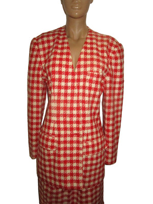 women amazing vintage power suit red white size 12 made in USA very excellent !!