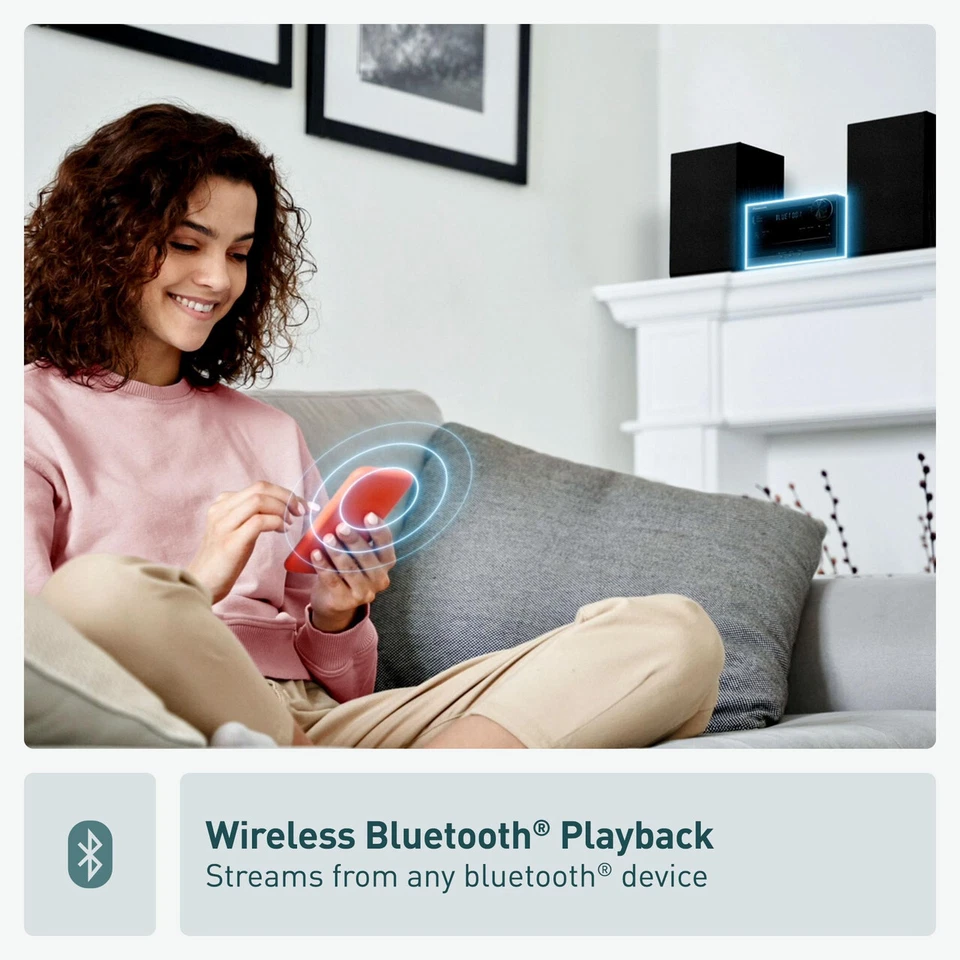 Compact Stereo System with CD Player, Bluetooth, FM Radio and USB with Bass and  - Image 4 of 4