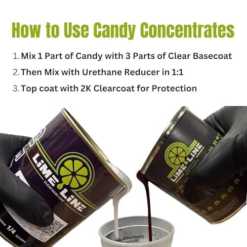 Concentrado de caramelo naranja mandarina LiME LiNE, pintura en escamas automotriz - 1 pinta Foto 3 de 4