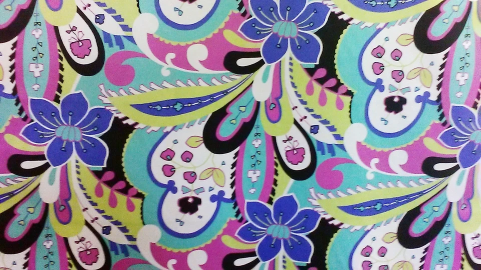 Tapicería para cortinas de tela suburbana Marissa rosa azul púrpura verde Foto 2 de 2