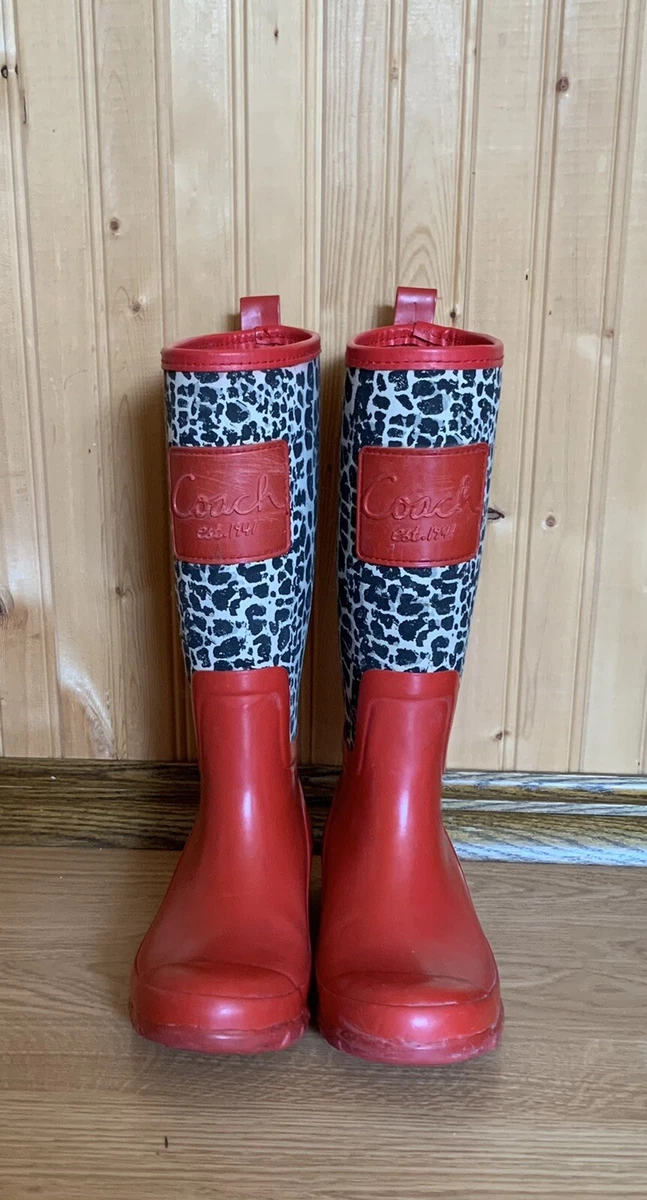 Coach leopard top print rain boots