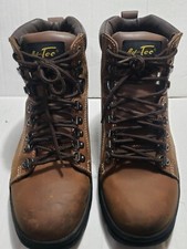 Ad-Tec Mens Brown Leather Work Boots Sz 9 Water Resistant