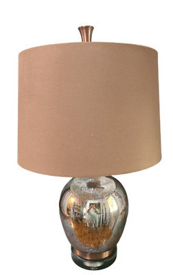 Contemporary Uttermost Mercury Glass Lucite Base Shade & Original Finial Lamp