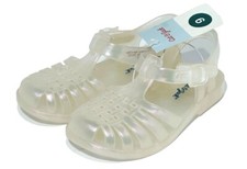 Cat and Jack Girls Jelly Sandals Clear White Sparkle Sunny Closed Toe Size 9