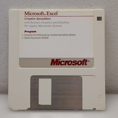 APPLE MACINTOSH MICROSOFT EXCEL COMPLETE SPREADSHEET VERSION 1.5 VTG 1988 FLOPPY