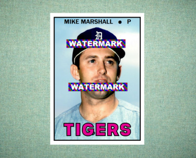Mike Marshall Detroit Tigers 1967 Style Custom Baseball Art Card