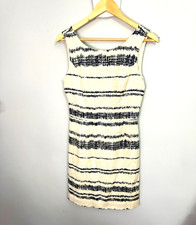 Banana Republic Sleeveless Dress Size 4 Beige with navy blue cotton, fully lined