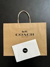 NEW Coach Brown Shopping Gift Bag & Logo Paper Tissue & Sticker 16" x 12" x 6"