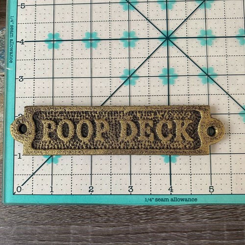 Poop Deck Sign - Antique Brass Finish - Nautical Decor - Cast Iron Wall Plaque - Picture 7 of 7