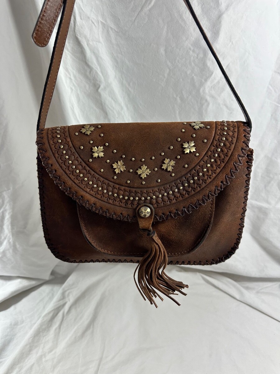 Genuine PATRICIA NASH nubuck leather front flap tassel 