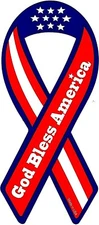 Lot of 50  GOD BLESS AMERICA Ribbon Magnet MADE IN USA 8"x3.5"  NEW