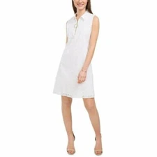 MSRP$79 Msk Eyelet O Ring Zip Front 100% Cotton Sleeveless Dress