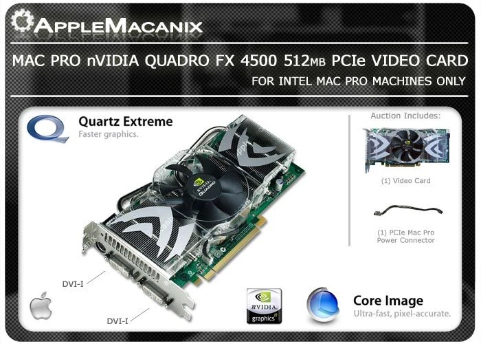 Apple Mac Pro 1G nVidia FX4500 512MB PCIe 630-7532/661-3928 Video Graphics Card - Image 2 of 2