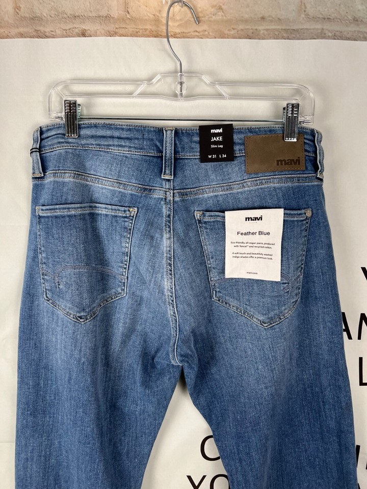 $148 NEW Mavi Jeans JAKE Slim Leg Stretch Light Brushed Feather Blue Sz ...