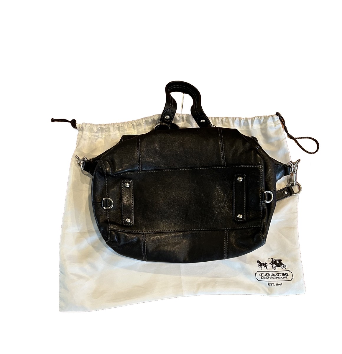 COACH Madison Sabrina Signature Satin Satchel Black Leather Trim