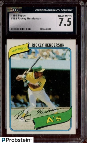1980 Topps #482 RICKEY HENDERSON HOF RC Rookie CGC NMT+ 7.5