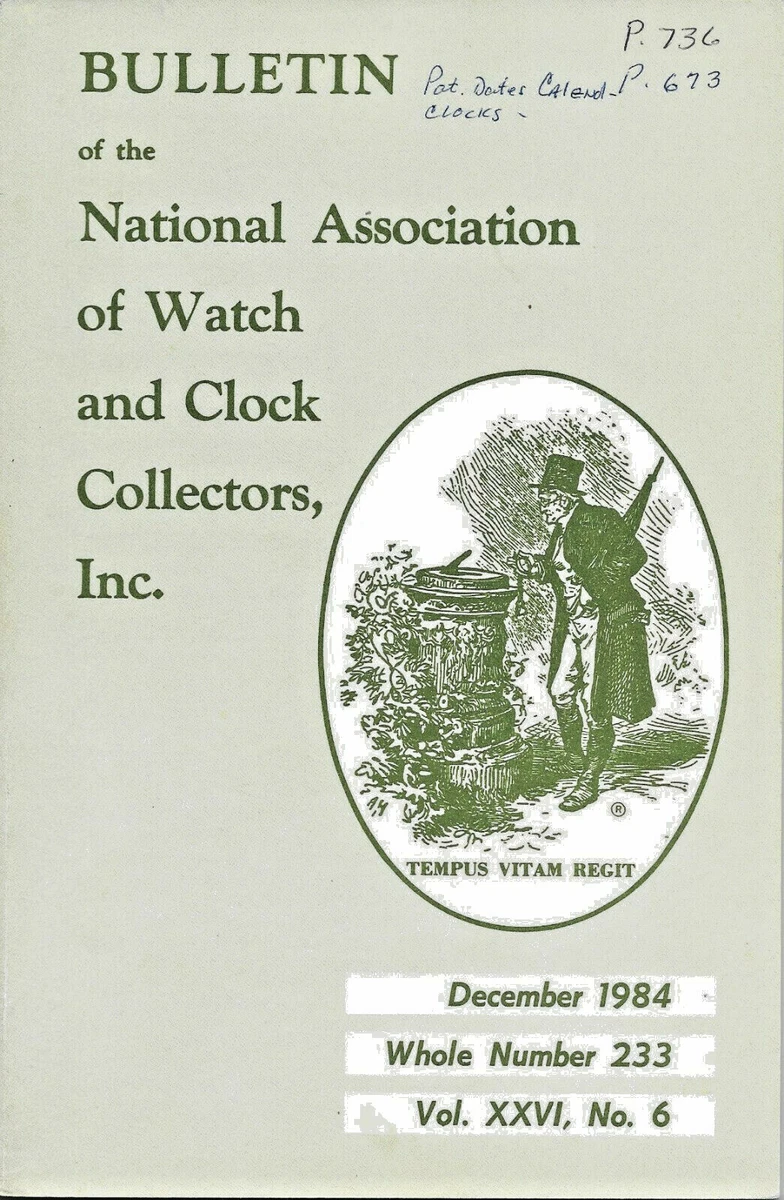 Watch and Clock NAWCC Bulletin December 1984 Whole Number 233 Vol XXVI No.  6 | eBay