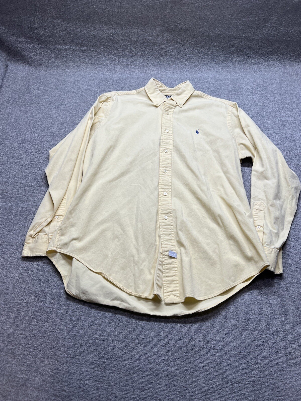 Camicia Ralph Lauren giallo cotone abbottonato blu pony uomo grande manica lunga