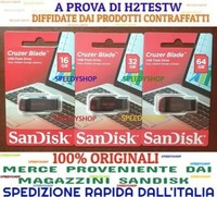 Pendrive Usb 2.0 Sandisk 16 Gb 32 Gb 64 Gb Chiavetta Cruzer Blade Memoria Spark