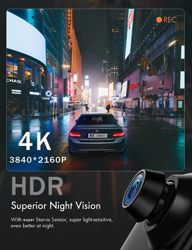 4K UHD Mirror Dash Cam Dual Lens CarPlay/Android Auto 2CH Touch Screen 128GB DVR - Picture 8 of 21