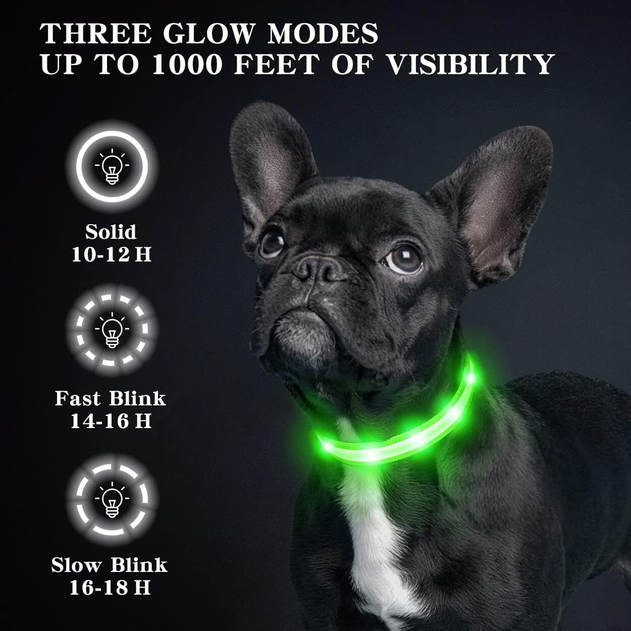 Light Up Dog Collar Waterproof LED Flashing Dog Collars for Night