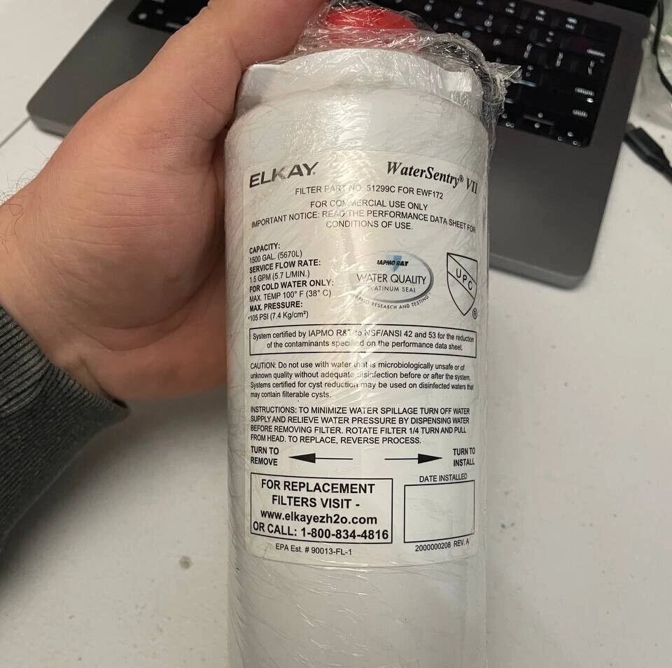 Filtro de agua Elkay para EWF172 WaterSentry VII 1500 gal 1,5 GPM 105 PSI 51299C Foto 2 de 3
