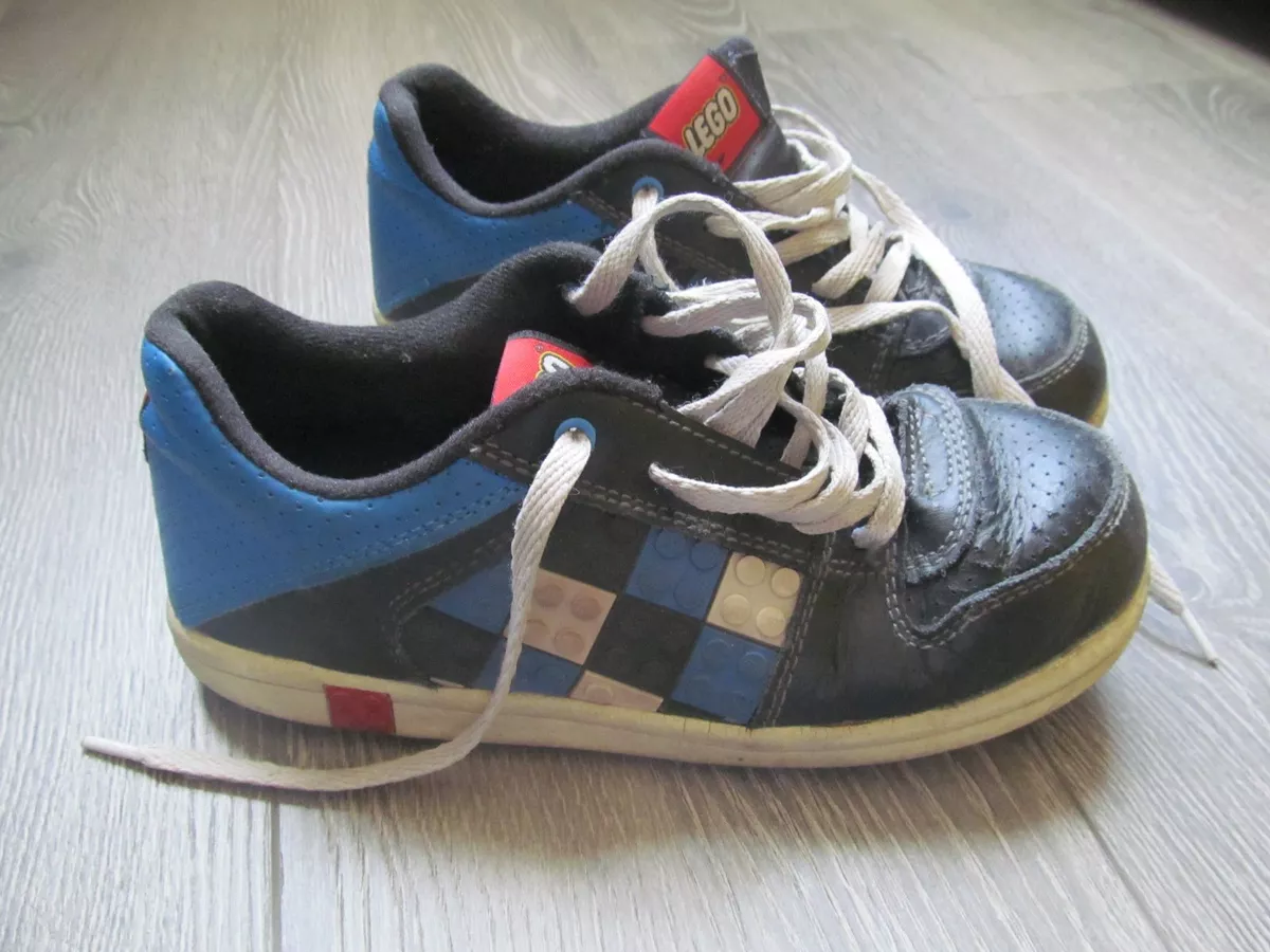 RARE boys kids LEGO bricks shoes sneakers lace up black blue sz 2